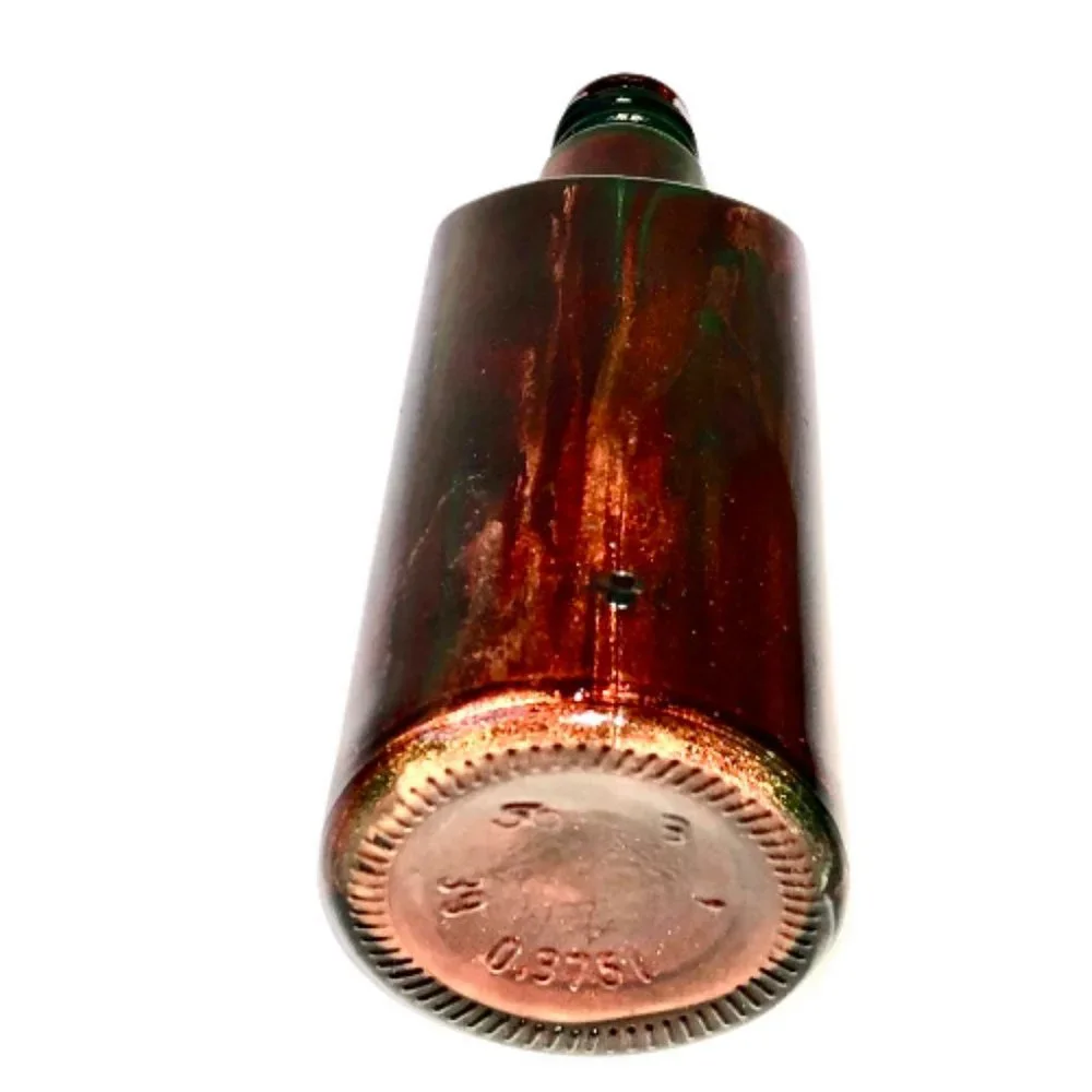 Glass Bottle Unique Inside Drip Painted Signed & Dated By Artist Collectibles